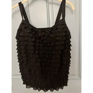 Fresh Water Plus Size 18W Black Tankini Swim Tank Top Tiered Ruffles Adj Straps